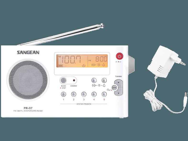 SANGEAN PR-D7  (PLL Tuner, FM, MW, Weiß)