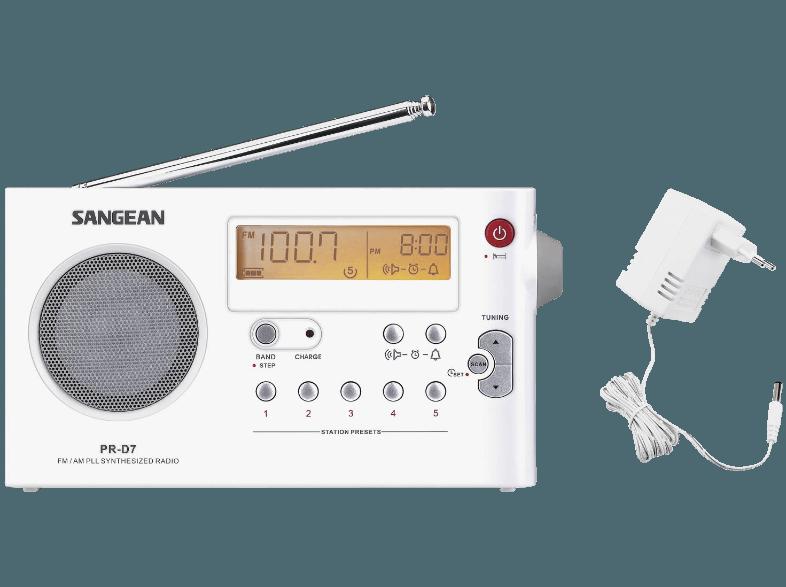 SANGEAN PR-D7  (PLL Tuner, FM, MW, Weiß)