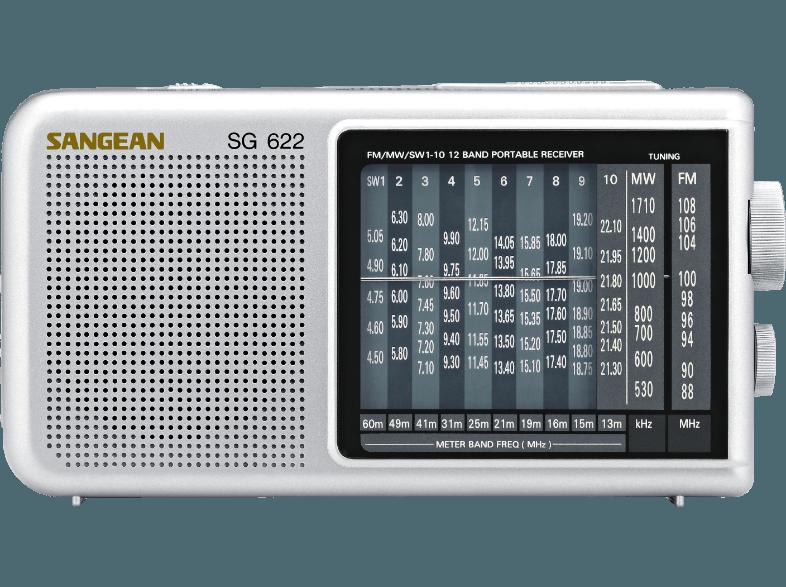 SANGEAN SG-622  (Analog, UKW, LW, KW, Silber), SANGEAN, SG-622, , Analog, UKW, LW, KW, Silber,