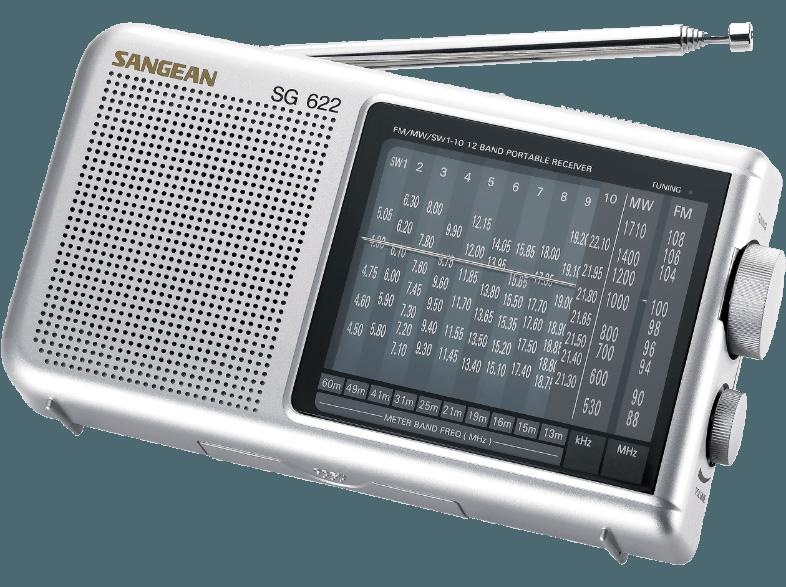 SANGEAN SG-622  (Analog, UKW, LW, KW, Silber)