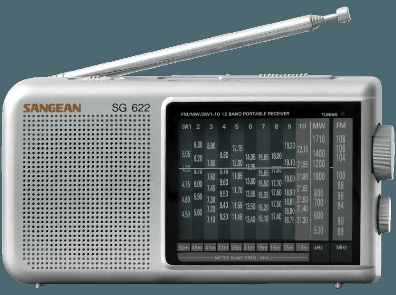 SANGEAN SG-622  (Analog, UKW, LW, KW, Silber), SANGEAN, SG-622, , Analog, UKW, LW, KW, Silber,