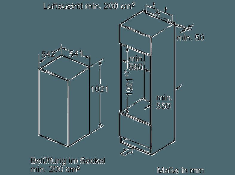 SIEMENS KI20LV52 Kühlschrank (203 kWh/Jahr, A , 1021 mm hoch, Weiß)
