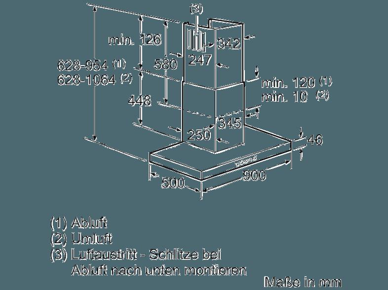 SIEMENS LC98BA542 Dunstabzugshaube (500 mm tief), SIEMENS, LC98BA542, Dunstabzugshaube, 500, mm, tief,