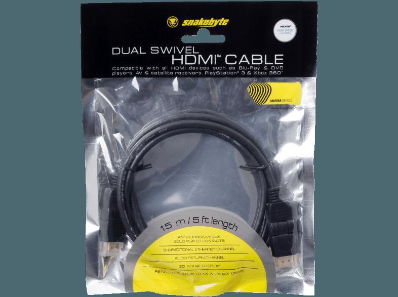 SNAKEBYTE Dual Swivel HDMI Kabel -1,5m - bewegliche HDMI Stecker
