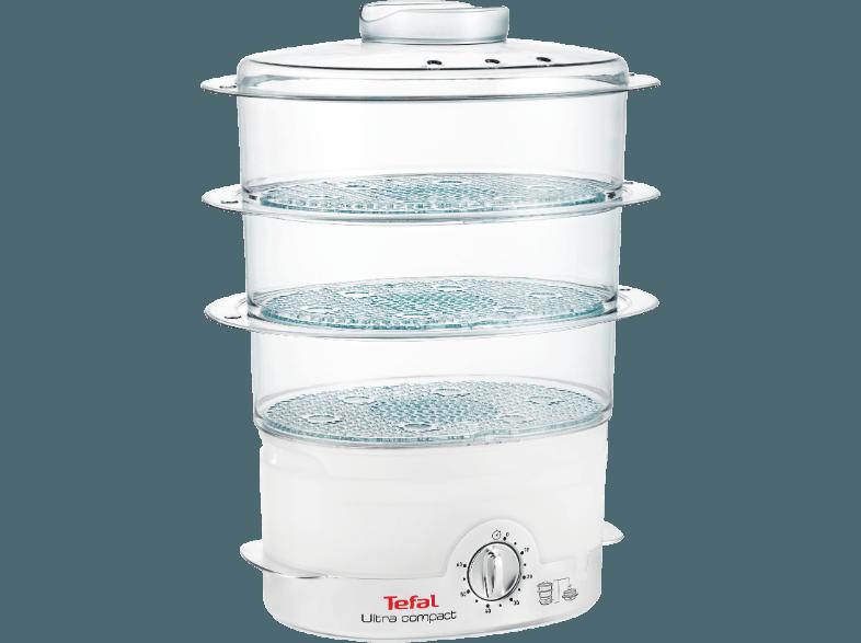 TEFAL VC1006 Compact Dampfgarer (3 x 3 Liter, Weiß/Metallic)