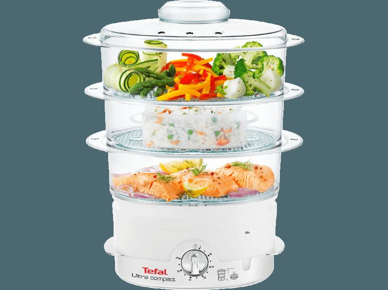 TEFAL VC1006 Compact Dampfgarer (3 x 3 Liter, Weiß/Metallic), TEFAL, VC1006, Compact, Dampfgarer, 3, x, 3, Liter, Weiß/Metallic,