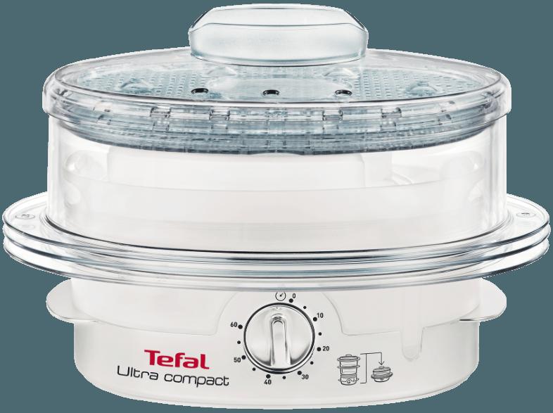 TEFAL VC1006 Compact Dampfgarer (3 x 3 Liter, Weiß/Metallic)