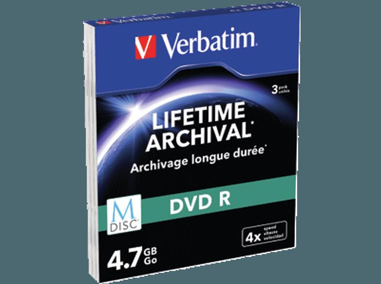 VERBATIM M-DISC DVD-R, 4.7GB, 4x, 3er Slimcase Pack M-DISC DVD-R