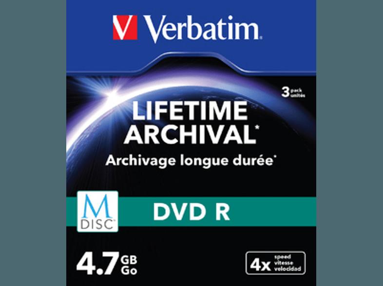 VERBATIM M-DISC DVD-R, 4.7GB, 4x, 3er Slimcase Pack M-DISC DVD-R