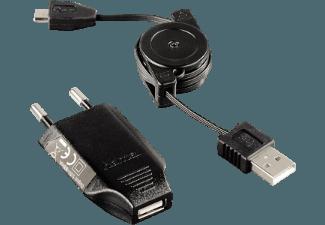 HAMA 104824 Ladegerät Picco 230 Volt inkl. USB-Roll-Up-Ladekabel Reiseladegerät