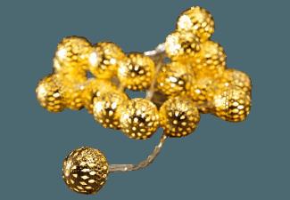 KONSTSMIDE 3158-803 kleine goldene Metallbälle LED Dekolichterkette,  Transparent/Gold,  Warmweiß