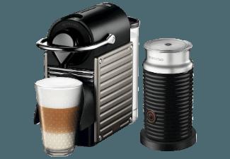 KRUPS XN301T Nespresso Pixie Kapselmaschine mit Aeroccino Electric Titan