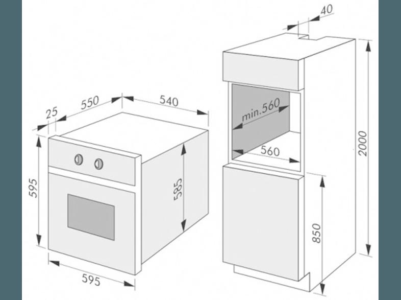 AMICA EB 13552 E Backofen (Einbaugerät, A, 66 Liter, 595 mm breit), AMICA, EB, 13552, E, Backofen, Einbaugerät, A, 66, Liter, 595, mm, breit,