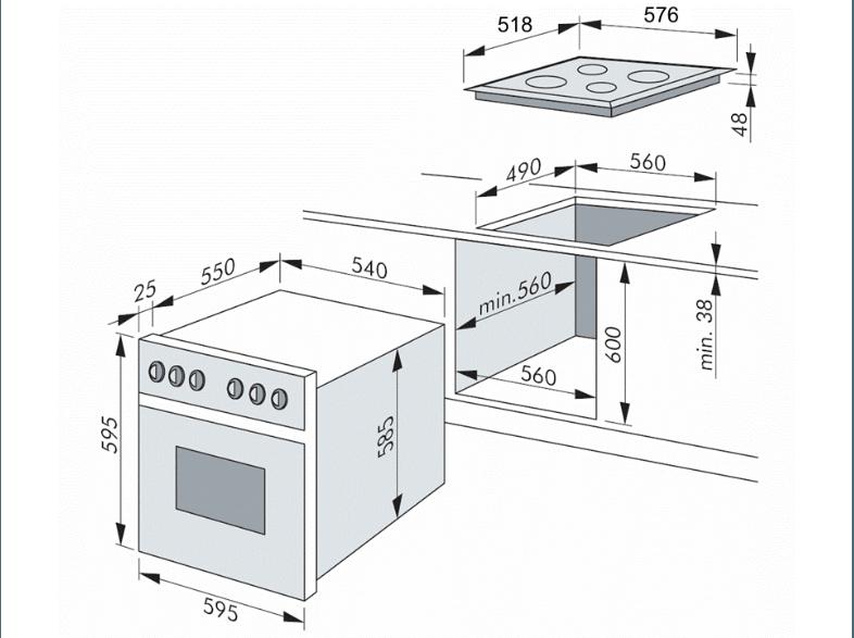 AMICA EHC 12556 E Einbauherdset (Glaskeramik-Kochfeld, A, 66 Liter), AMICA, EHC, 12556, E, Einbauherdset, Glaskeramik-Kochfeld, A, 66, Liter,