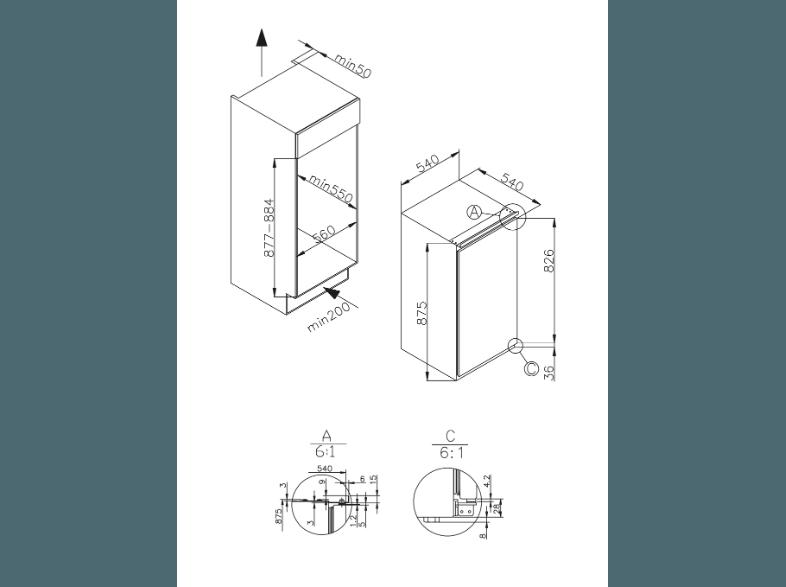 AMICA EKS 16161 Kühlschrank (186 kWh/Jahr, A , 880 mm hoch, Weiß)