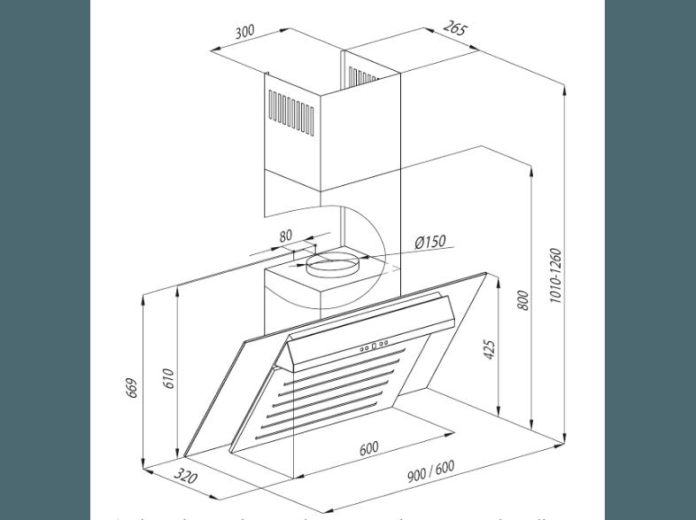 AMICA KH 17106 E Dunstabzugshaube (320 mm tief), AMICA, KH, 17106, E, Dunstabzugshaube, 320, mm, tief,