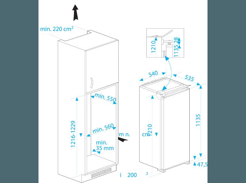 BEKO RBI 2302 F Kühlschrank (170 kWh/Jahr, A  , 1215 mm hoch, Weiß)