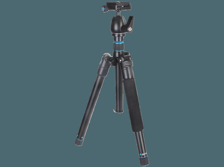 BILORA TT-1 Tourism Dreibein Stativ, Schwarz/Blau, (Ausziehbar bis 1520 mm)