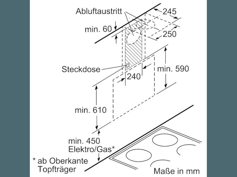 BOSCH DWK068G21 Dunstabzugshaube (391 mm tief)