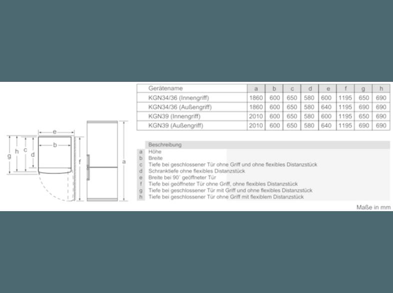 BOSCH KGN 39 XI 35 Kühlgefrierkombination (268 kWh/Jahr, A  , 2010 mm hoch, Edelstahl), BOSCH, KGN, 39, XI, 35, Kühlgefrierkombination, 268, kWh/Jahr, A, , 2010, mm, hoch, Edelstahl,