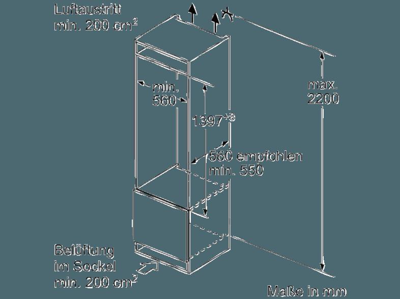 BOSCH KIF51AF30 Kühlschrank (124 kWh/Jahr, A  , 1397 mm hoch, Weiß)