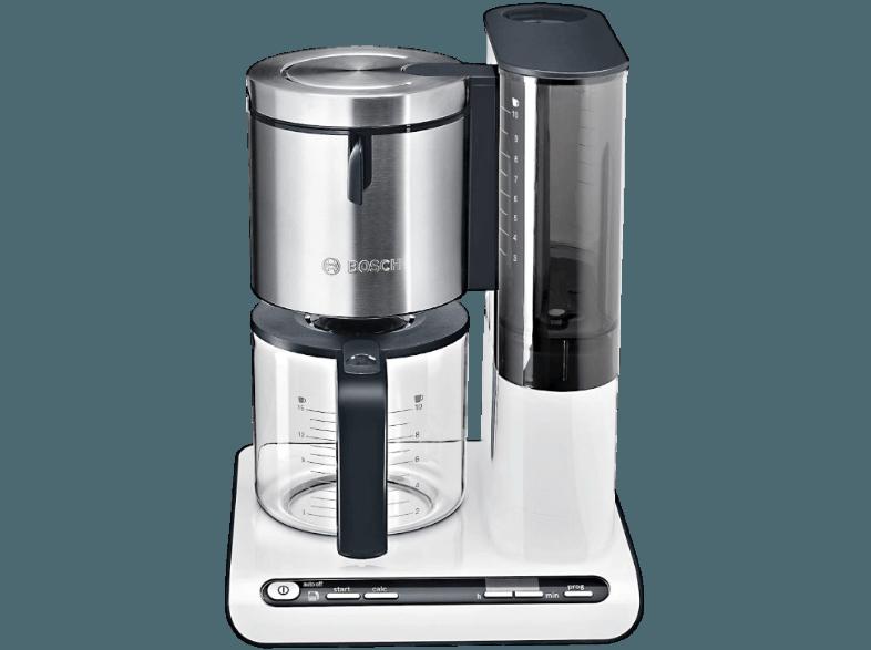 BOSCH TKA 8631 Kaffeemaschine Weiß/Anthrazit (Glaskanne, Volume Automatic für optimales Kaffeearoma, auch bei kleinen Brühmengen)