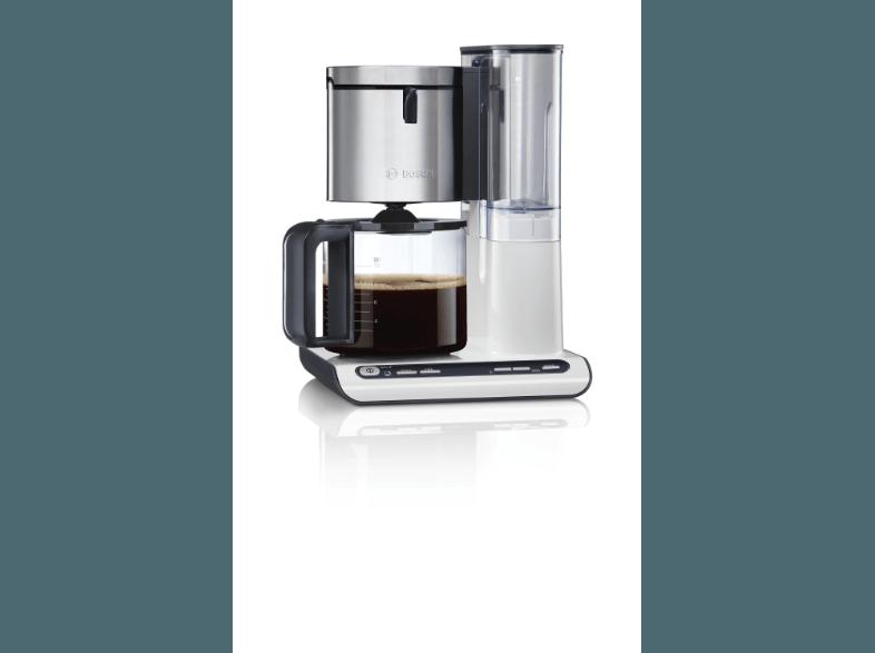 BOSCH TKA 8631 Kaffeemaschine Weiß/Anthrazit (Glaskanne, Volume Automatic für optimales Kaffeearoma, auch bei kleinen Brühmengen)