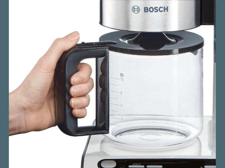 BOSCH TKA 8631 Kaffeemaschine Weiß/Anthrazit (Glaskanne, Volume Automatic für optimales Kaffeearoma, auch bei kleinen Brühmengen)