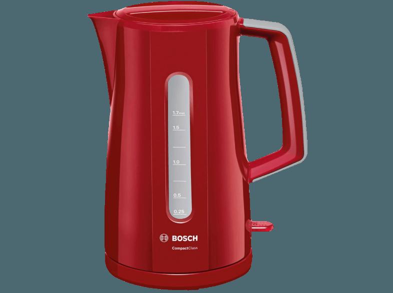 BOSCH TWK 3A014 Wasserkocher Rot/Hellgrau (2400 Watt, 1.7 Liter), BOSCH, TWK, 3A014, Wasserkocher, Rot/Hellgrau, 2400, Watt, 1.7, Liter,