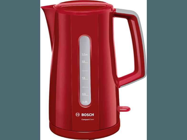 BOSCH TWK 3A014 Wasserkocher Rot/Hellgrau (2400 Watt, 1.7 Liter), BOSCH, TWK, 3A014, Wasserkocher, Rot/Hellgrau, 2400, Watt, 1.7, Liter,