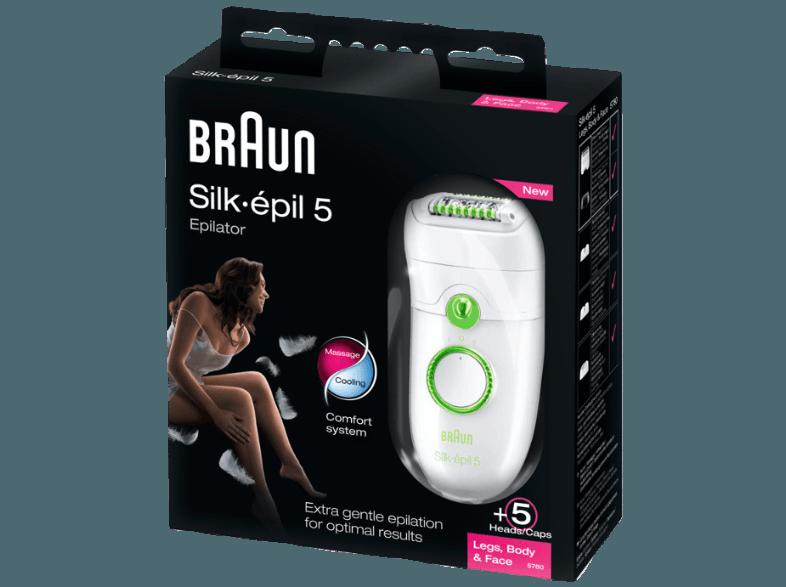 BRAUN 5780 Silk-épil 5 Legs, Body & Face Epilierer Weiß/Grün