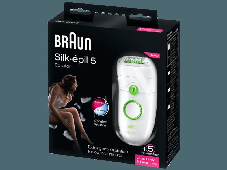 BRAUN 5780 Silk-épil 5 Legs, Body & Face Epilierer Weiß/Grün, BRAUN, 5780, Silk-épil, 5, Legs, Body, &, Face, Epilierer, Weiß/Grün