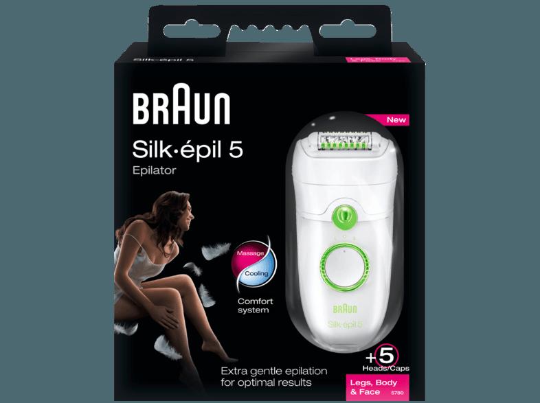 BRAUN 5780 Silk-épil 5 Legs, Body & Face Epilierer Weiß/Grün