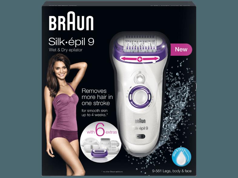 BRAUN 9-561 Silk-épil 9 Legs, Body & Face wet&dry Epilierer Weiß/Lila, BRAUN, 9-561, Silk-épil, 9, Legs, Body, &, Face, wet&dry, Epilierer, Weiß/Lila