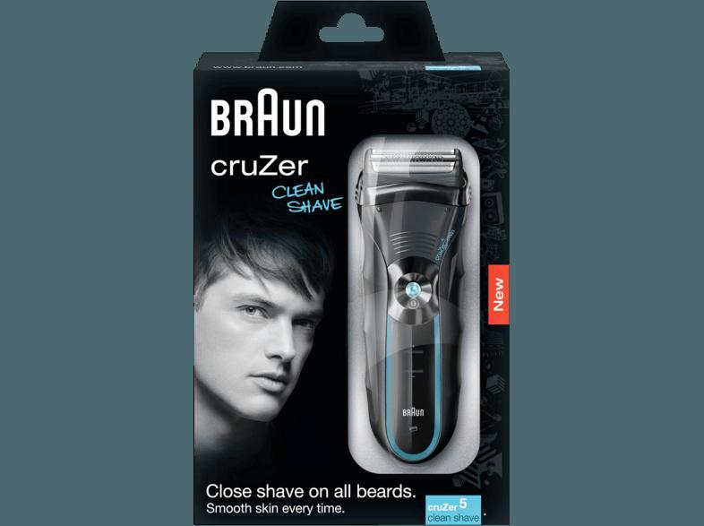 BRAUN Cruzer 5 Clean Shave Herrenrasierer Schwarz (SensoFoil Scherfolien und Triple Action Free Float)