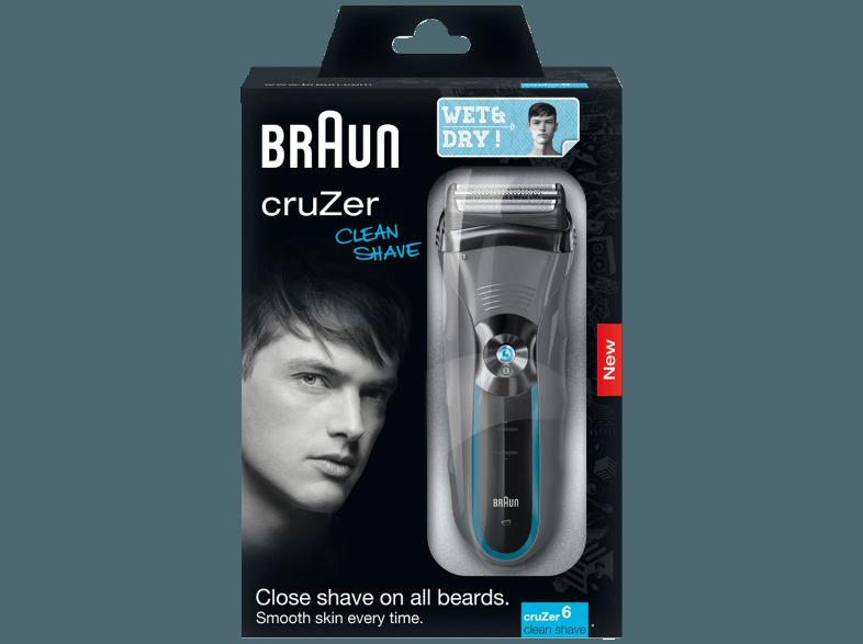 BRAUN CruZer 6 clean shave (Herrenrasierer, Grau/Schwarz, Akkubetrieb), BRAUN, CruZer, 6, clean, shave, Herrenrasierer, Grau/Schwarz, Akkubetrieb,
