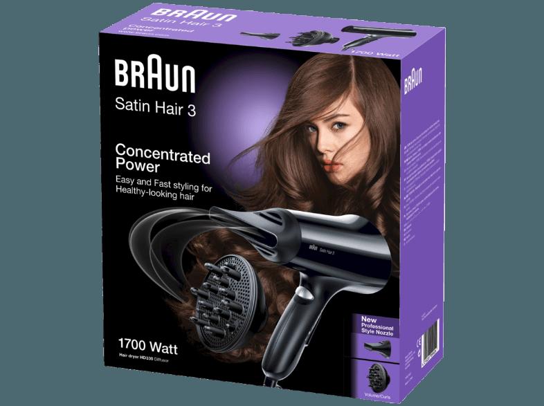 BRAUN HD 330 Satin Hair 3 Haartrockner  (Schwarz, 1700 Watt)