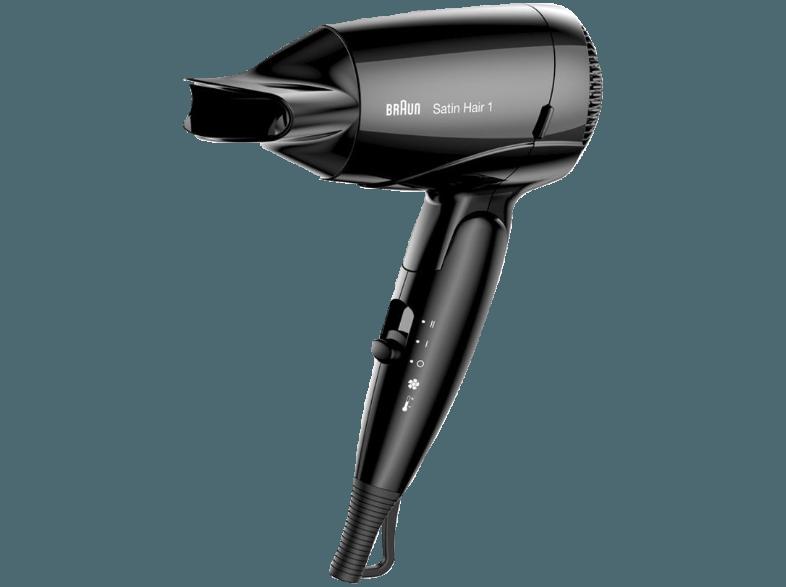 BRAUN Satin Hair 1 HD 130 Style&Go  (Schwarz, 1200 Watt)