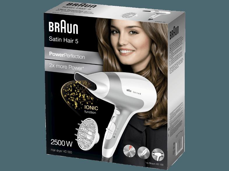 BRAUN Satin Hair 5 HD580 Power Perfection  (Weiß/Silber, 2500 Watt), BRAUN, Satin, Hair, 5, HD580, Power, Perfection, , Weiß/Silber, 2500, Watt,