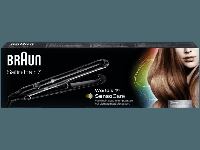 BRAUN Satin Hair 7 SensoCare ST 780 Haarglätter (NanoGlide Keramikplatten - 3x sanfteres Gleiten als bei herkömmlichen Platten, Temperaturstufen:3 (