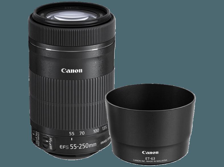 CANON EF-S 55-250mm f/4-5.6 IS STM Gegenlichtblende ET63 Reinigungstuch Telezoom für EOS-Kameras mit EF-S Bajonett (55 mm- 250 mm, f/4-5.6)