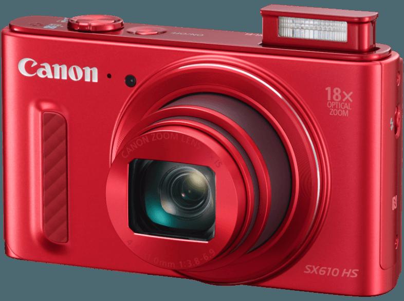 CANON Power Shot SX610 HS  Rot (20.2 Megapixel, 18x opt. Zoom, 7.5 cm sRGB-PureColor-II-G-LCD, WLAN)
