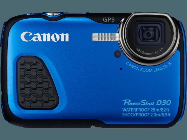 CANON PowerShot D30  Blau (12.1 Megapixel, 5x opt. Zoom, 7.5 cm PureColor-LCD-II (TFT)), CANON, PowerShot, D30, Blau, 12.1, Megapixel, 5x, opt., Zoom, 7.5, cm, PureColor-LCD-II, TFT,