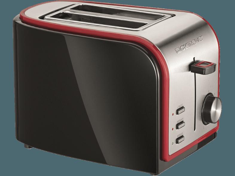 CLATRONIC TA 3557 Toaster Schwarz/Rot/Inox (800 Watt, Schlitze: 2)