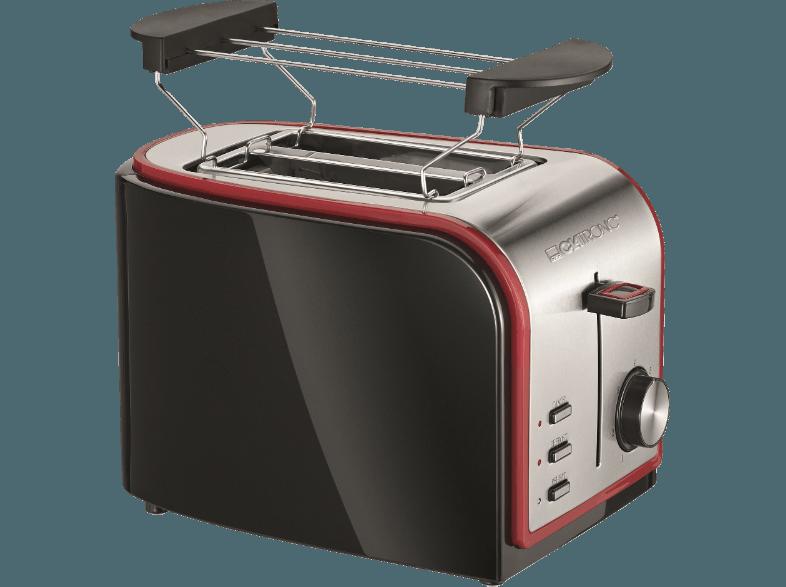 CLATRONIC TA 3557 Toaster Schwarz/Rot/Inox (800 Watt, Schlitze: 2), CLATRONIC, TA, 3557, Toaster, Schwarz/Rot/Inox, 800, Watt, Schlitze:, 2,