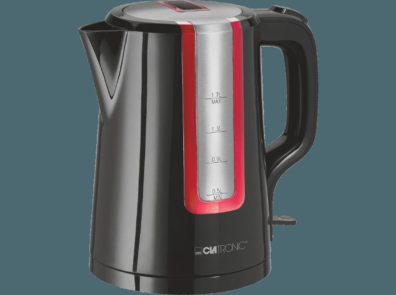 CLATRONIC WK 3559 Wasserkocher Schwarz/Rot/Inox (2200 Watt, 1.7 Liter), CLATRONIC, WK, 3559, Wasserkocher, Schwarz/Rot/Inox, 2200, Watt, 1.7, Liter,