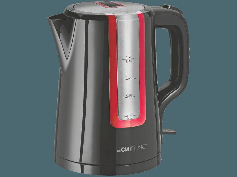 CLATRONIC WK 3559 Wasserkocher Schwarz/Rot/Inox (2200 Watt, 1.7 Liter)