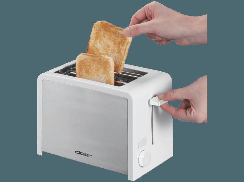 CLOER 3211 Toaster Weiß/Silber (825 Watt, Schlitze: 2), CLOER, 3211, Toaster, Weiß/Silber, 825, Watt, Schlitze:, 2,