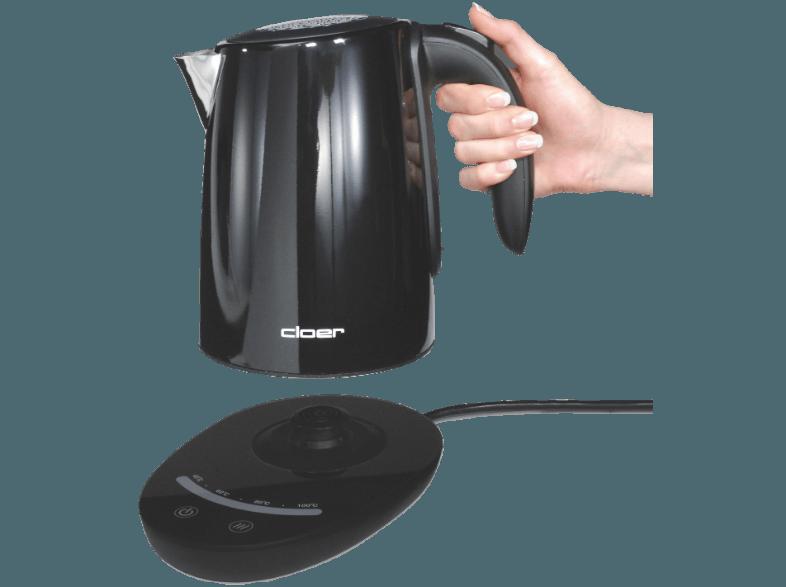 CLOER 4950 Wasserkocher Schwarz hochglänzend/Edelstahl (2200 Watt, 1.7 Liter), CLOER, 4950, Wasserkocher, Schwarz, hochglänzend/Edelstahl, 2200, Watt, 1.7, Liter,