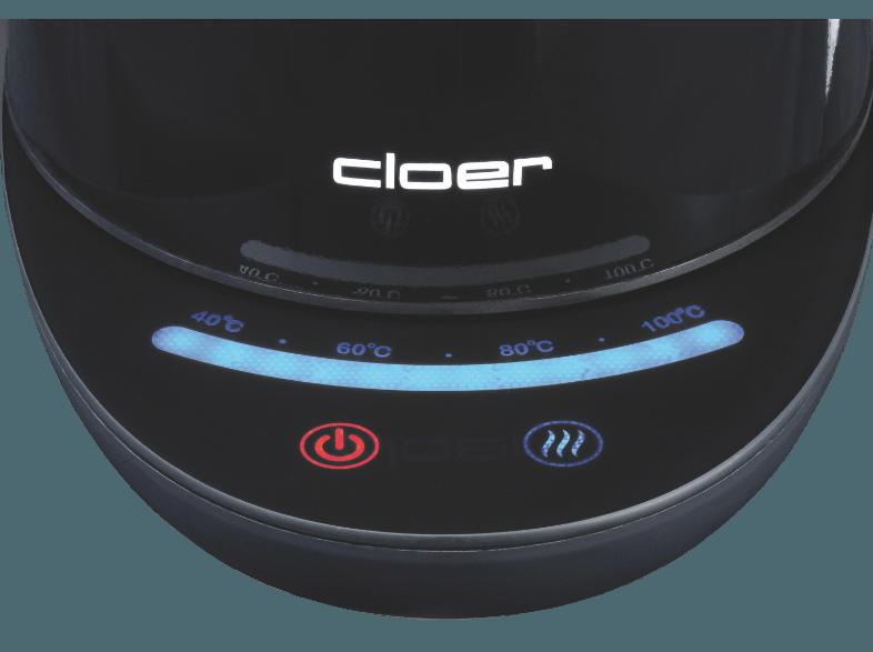 CLOER 4950 Wasserkocher Schwarz hochglänzend/Edelstahl (2200 Watt, 1.7 Liter), CLOER, 4950, Wasserkocher, Schwarz, hochglänzend/Edelstahl, 2200, Watt, 1.7, Liter,